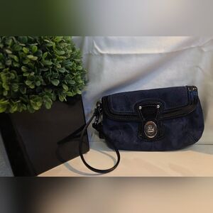 Authentic Coach Black and Navy Wristlet